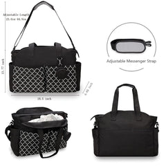 Lmbabter diaper bag tote showing multiple pockets for organized gear