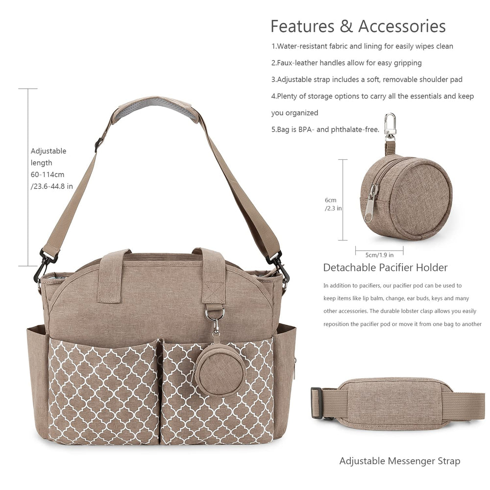 Lmbabter Diaper Bag Tote pacifier-box feature demonstrates tidy feeding gear storage.