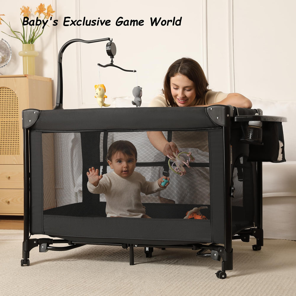 LMOTAU Pack and Play robust steel frame provides stability and durability