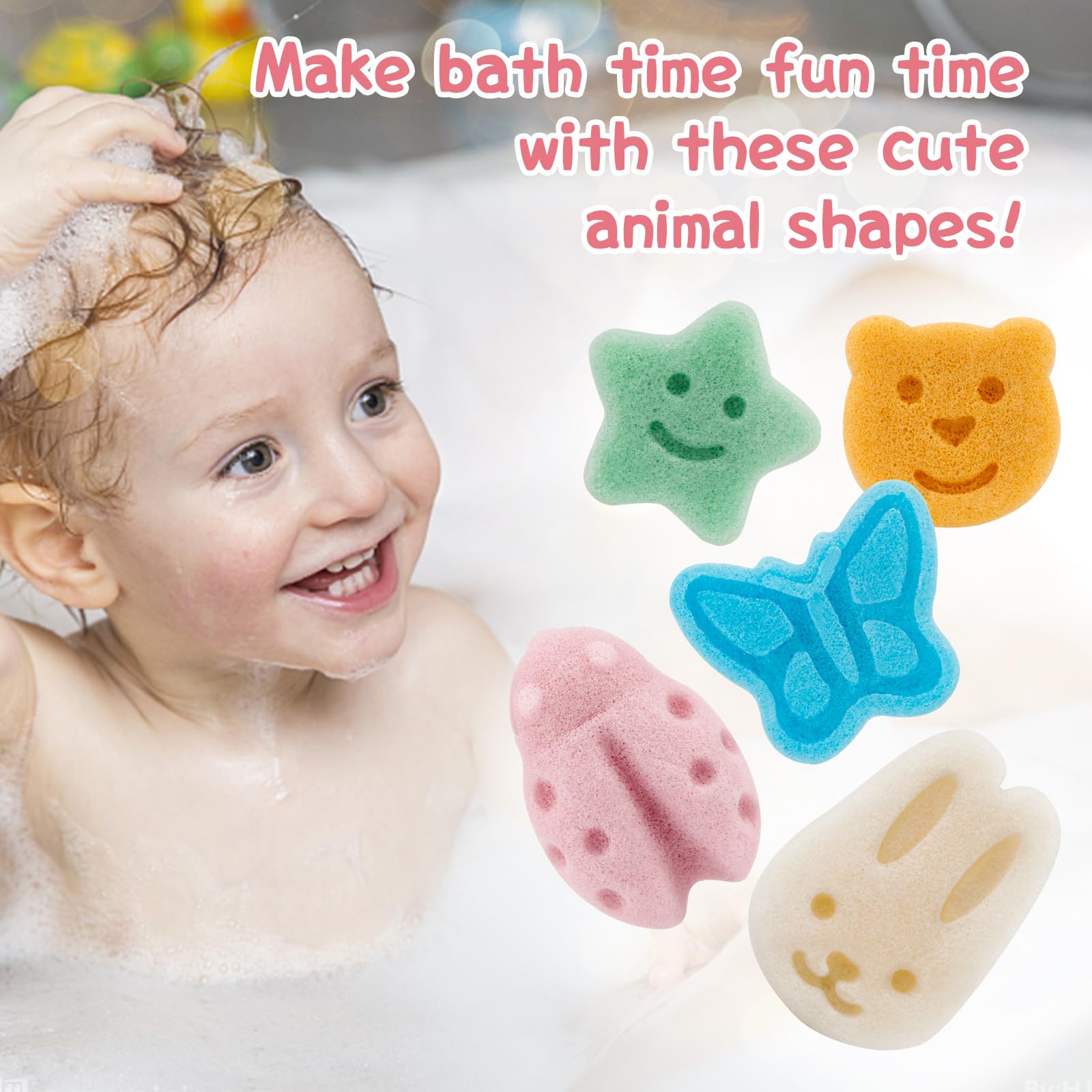 LMSMW Konjac baby sponge bear for comfy grip during bath time