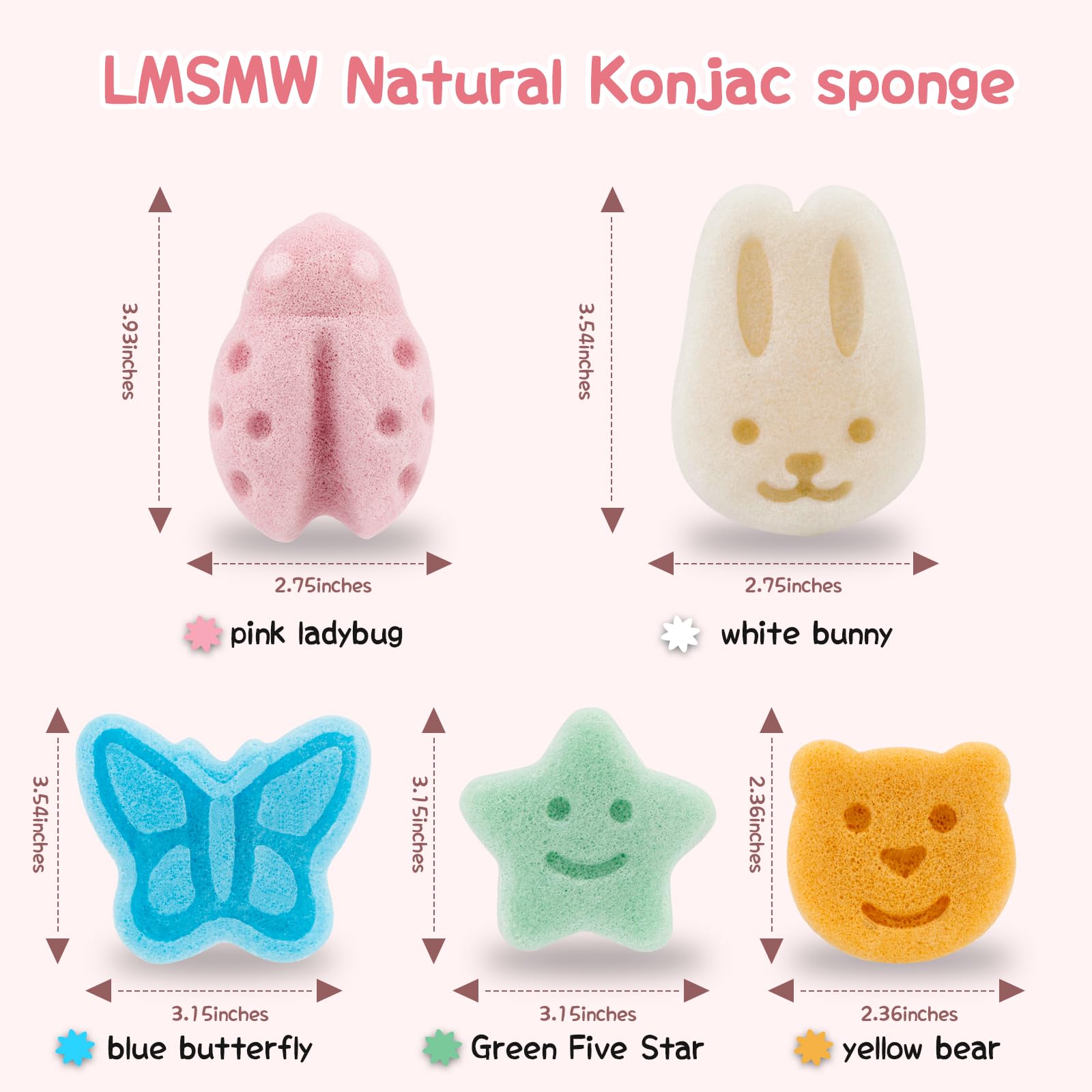 LMSMW Konjac baby sponge ladybug for soft cleansing and toddler fun