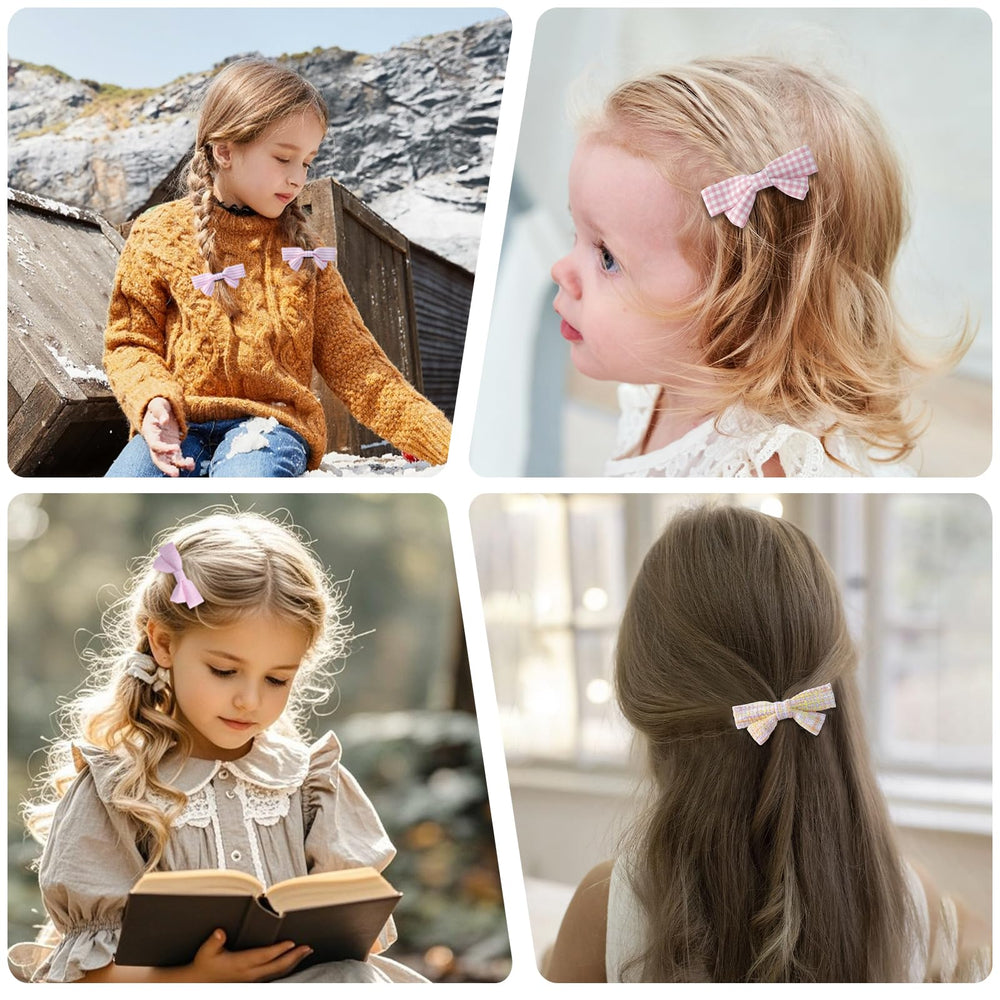 LMYMHMLM baby hair bows in cotton-linen fabric for soft comfort on little girls.