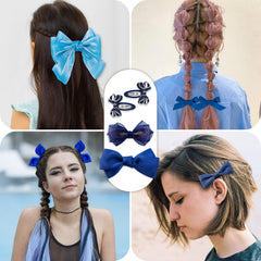 LMYMHMLM handmade blue satin ribbon detail on bows.