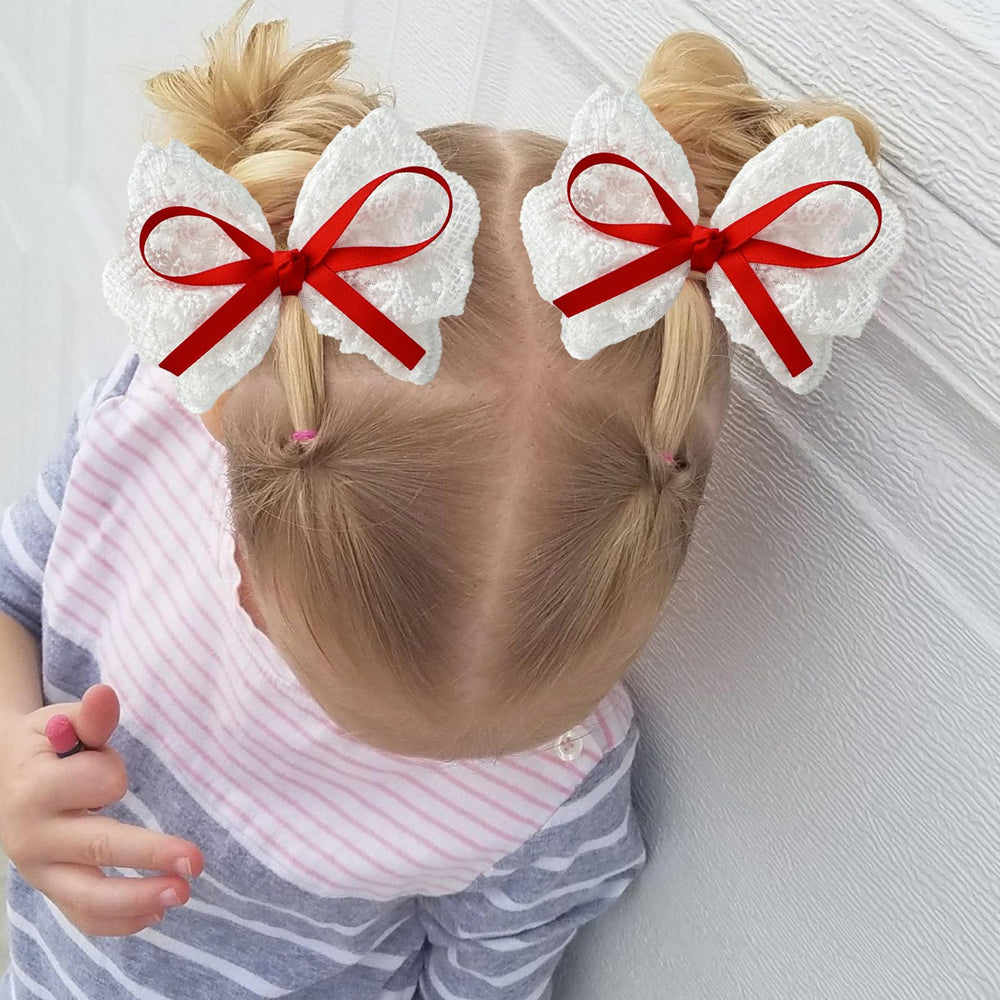LMYMHMLM red lace bow clip adds festive flair with secure comfort.