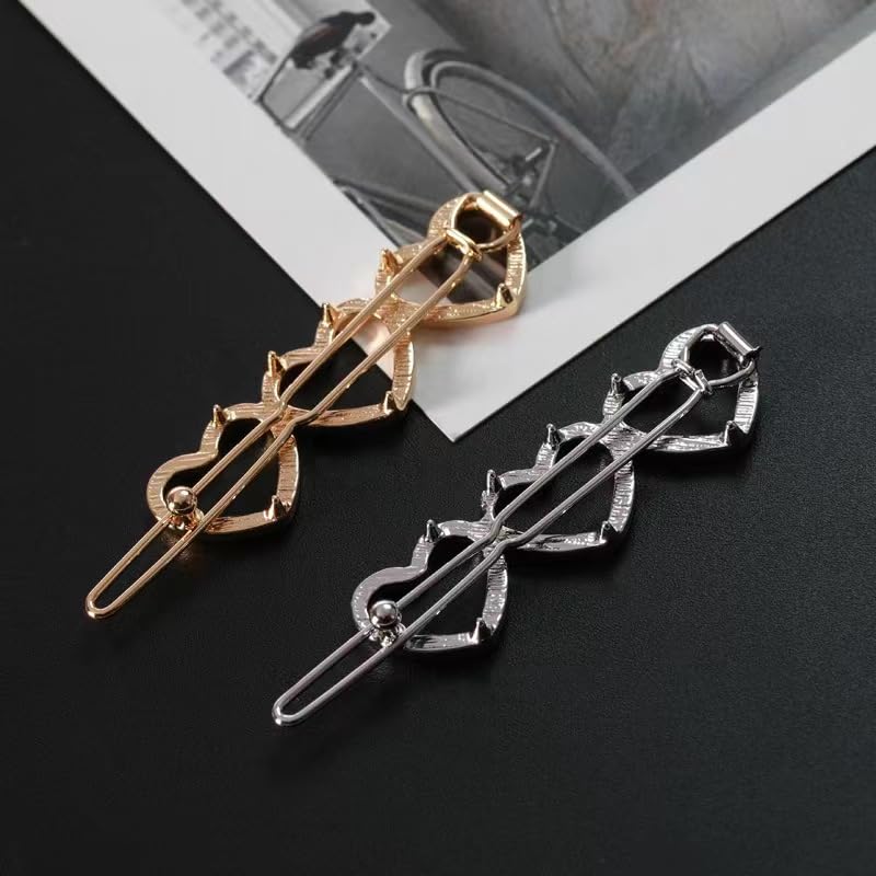 LNYMZD alloy hair clip pack closeup adds metallic shine to any look.