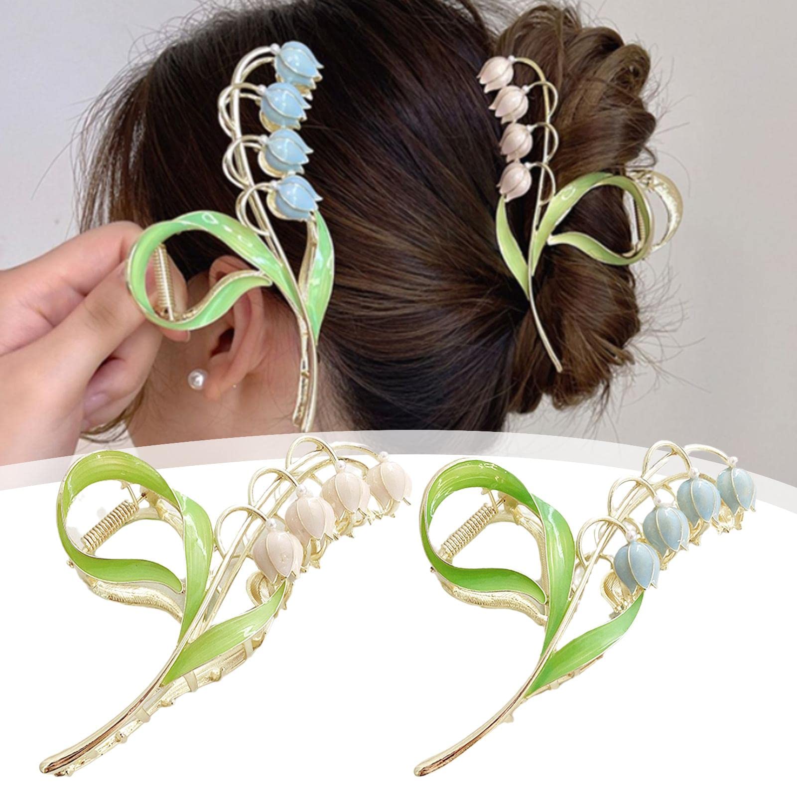 LNYMZD elegant lily-valley clip adds subtle sparkle to ponytails and buns.