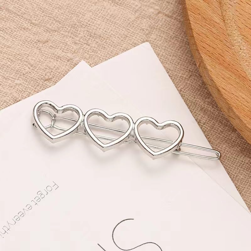 LNYMZD hollow heart barrette set closeup ideal for everyday accessorizing.