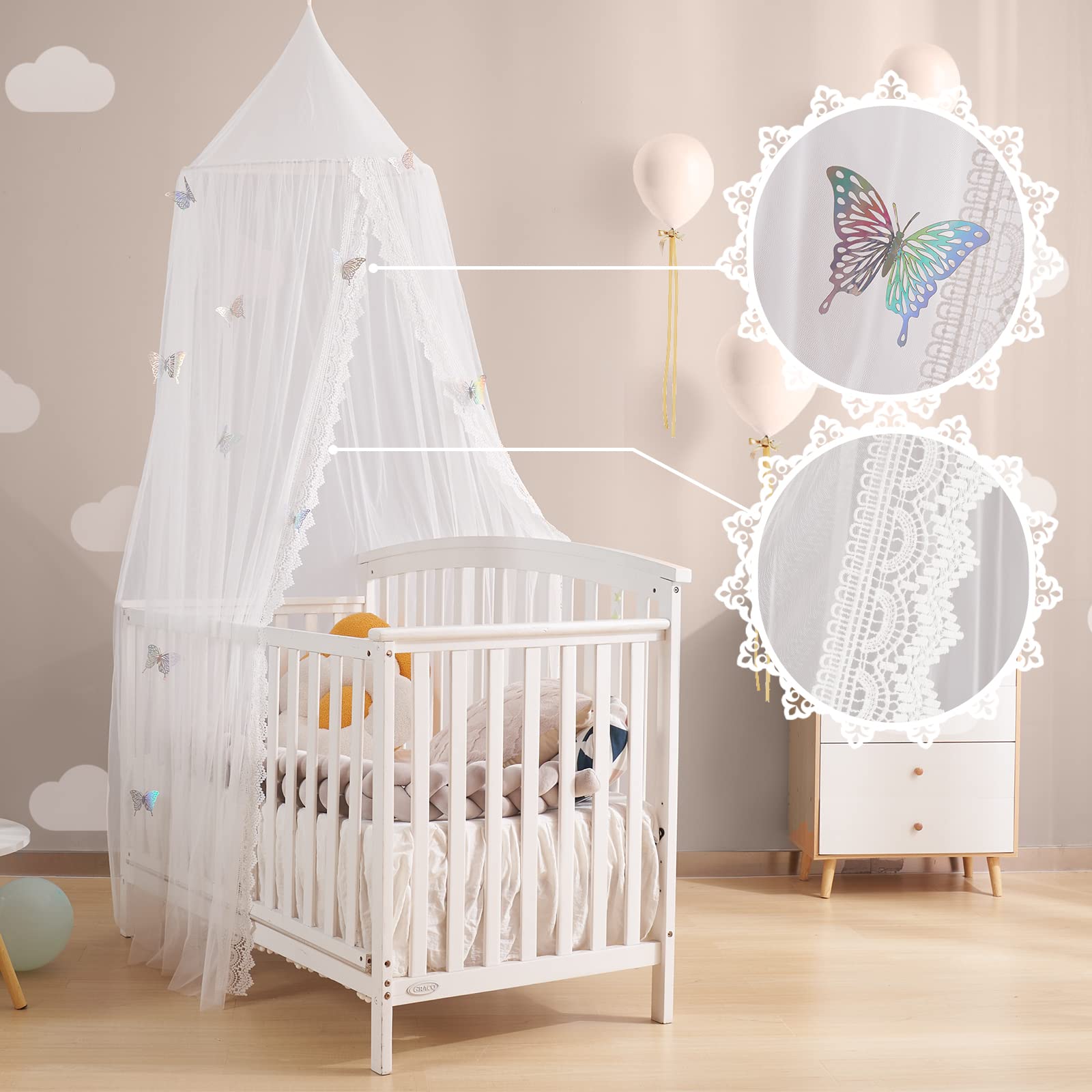 LOAOL Butterfly canopy interior with nightlight creates a gentle, soothing space.