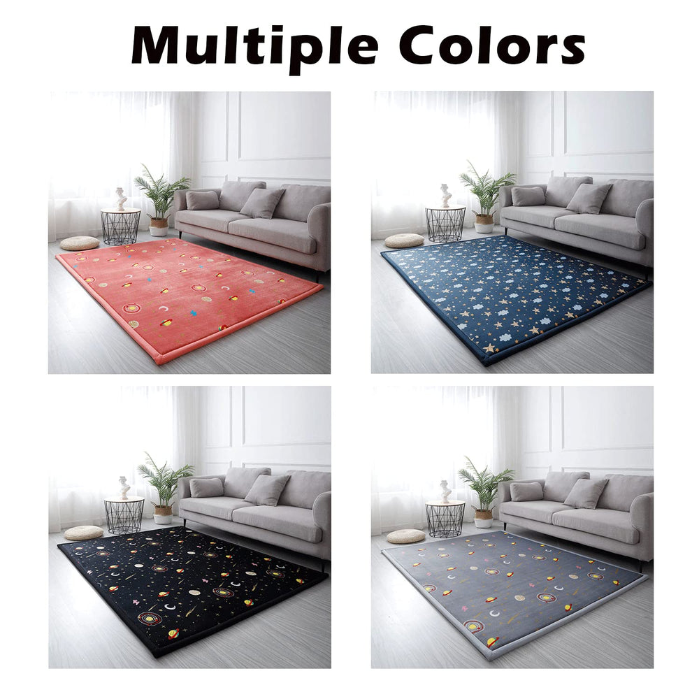 Loartee Coral Velvet Area Rug astral black 6x7 fits spacious family rooms.