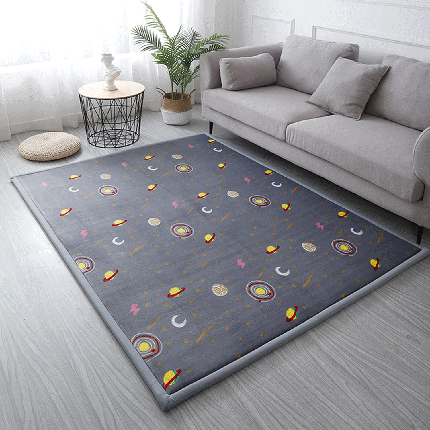 Loartee Coral Velvet Area Rug closeup fabric shows plush texture for comfy playtime.