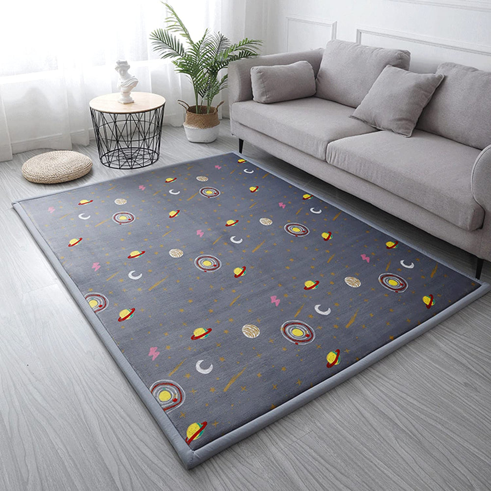 Loartee Coral Velvet Area Rug closeup fabric shows plush texture for comfy playtime.
