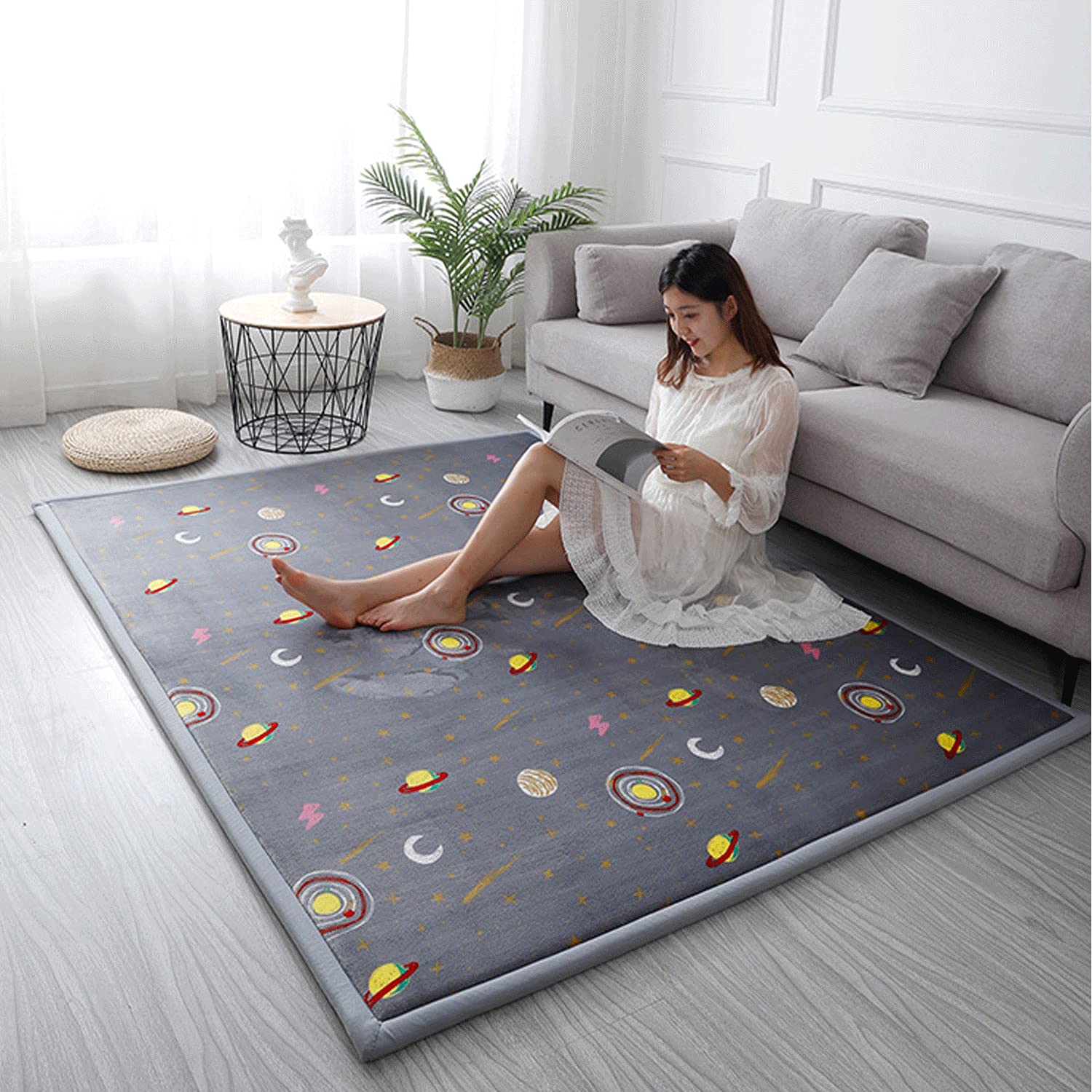 Loartee Coral Velvet Area Rug kid playtime setup adds safe cushioned surface.