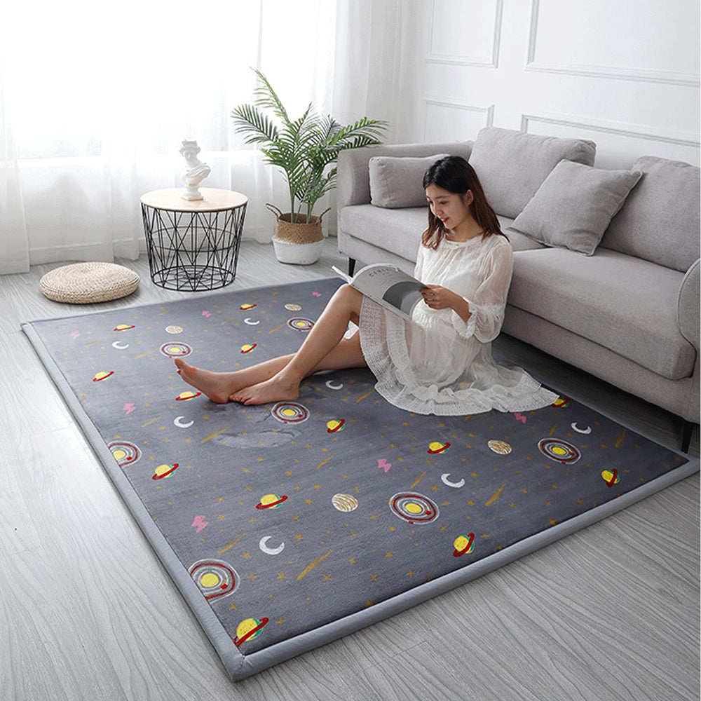 Loartee Coral Velvet Area Rug kid playtime setup adds safe cushioned surface.