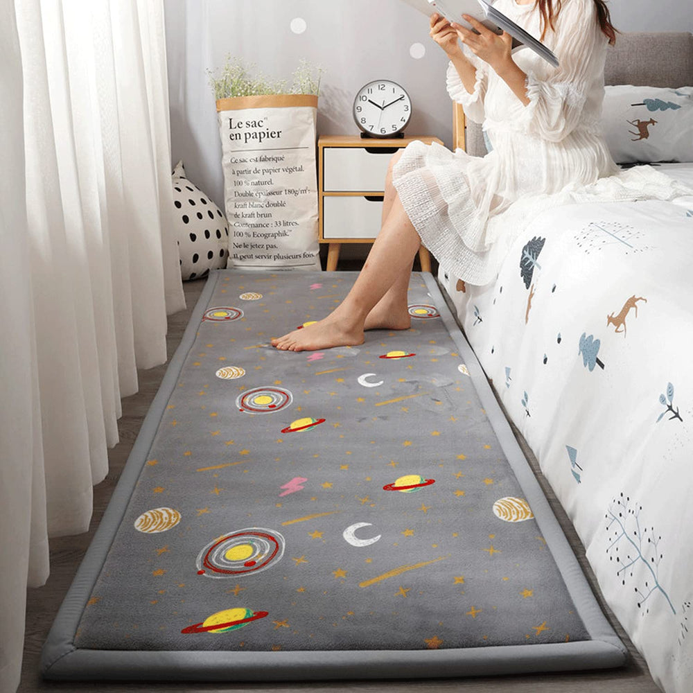 Loartee Coral Velvet Area Rug non-slip bottom keeps mats stable during play.