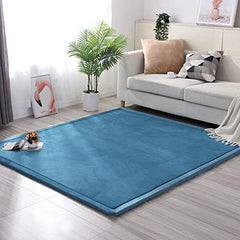 Loartee Coral Velvet Crawling Rug blue non-slip bottom detail enhances stability on hardwood floors.