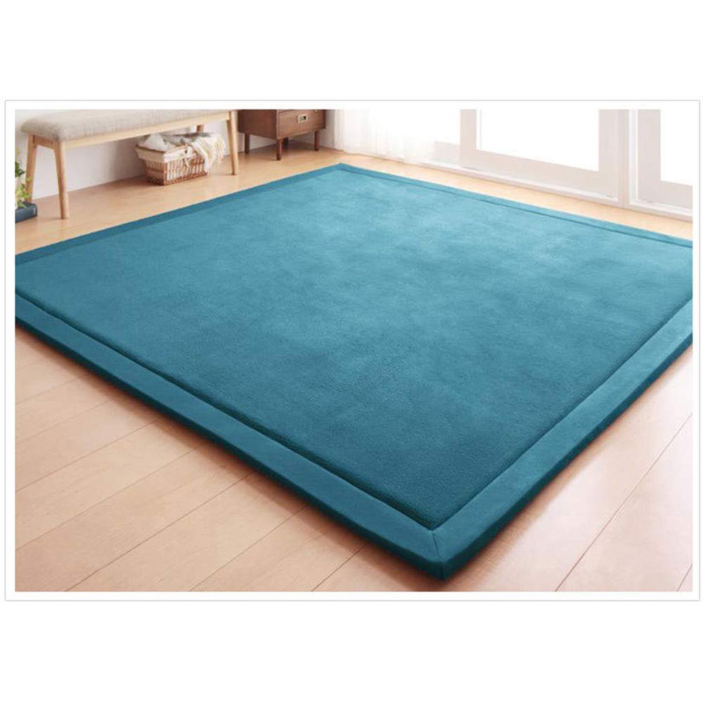 Loartee Coral Velvet Crawling Rug blue wide shot shows plush surface for toddler play