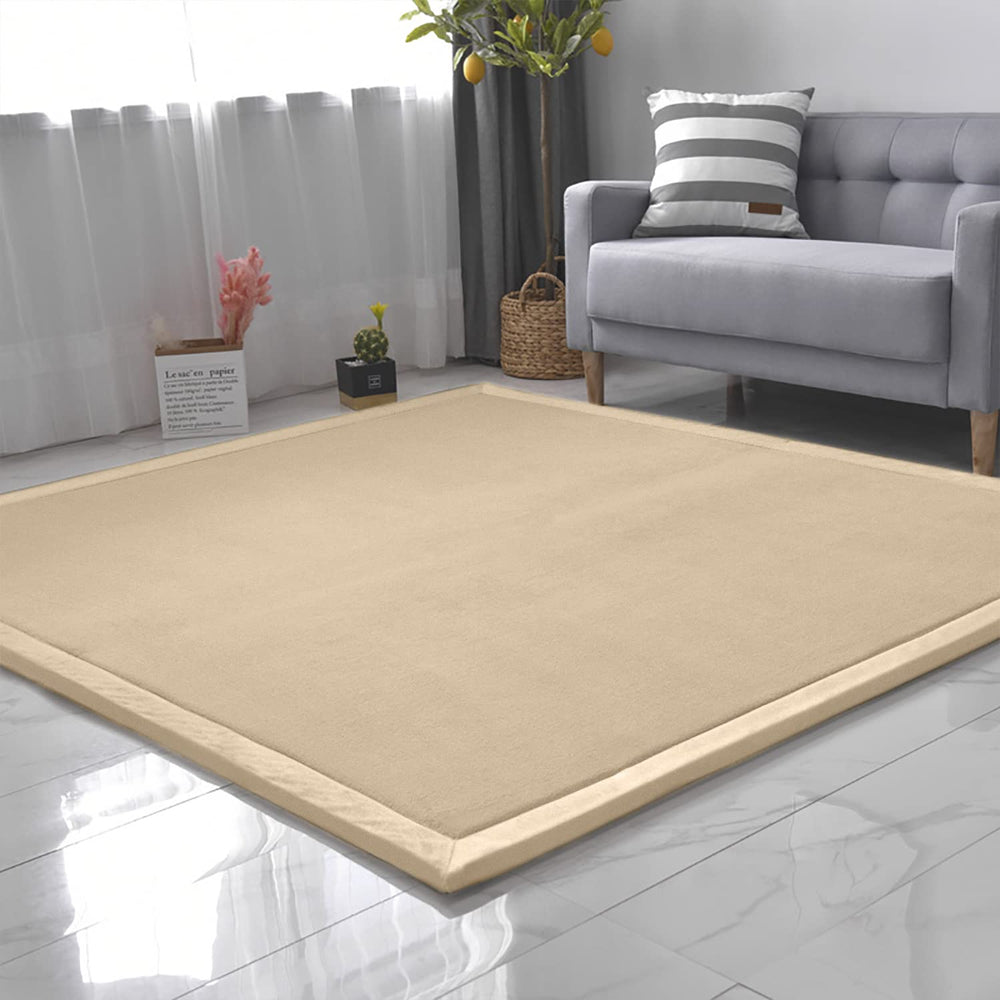 Loartee Coral Velvet Crawling Rug brown color fits cozy kid spaces.