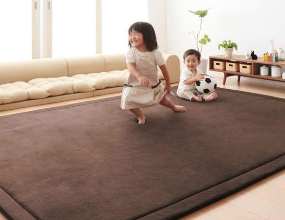 Loartee Coral Velvet Crawling Rug coffee fabric closeup highlights breathable texture for skin comfort.