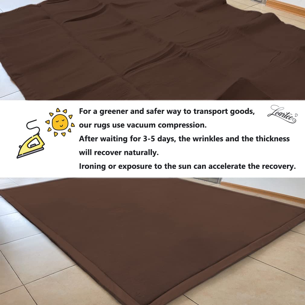 Loartee Coral Velvet Crawling Rug coffee with kids playing in a family space.
