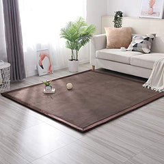 Loartee Coral Velvet Crawling Rug coffee thickness demonstrates memory foam support.