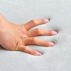 Loartee Coral Velvet Play Mat gray fabric closeup highlights breathable, skin-friendly texture.