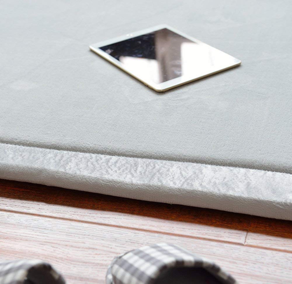 Loartee Coral Velvet Play Mat gray foam thickness 2 cm for cushioned landings.