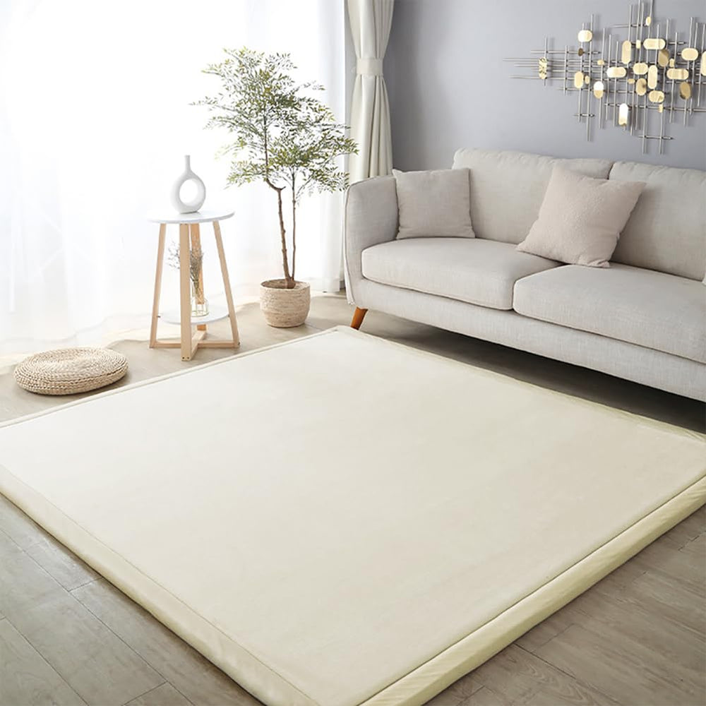Loartee easy-clean rug beige designed for quick vacuuming and washing.