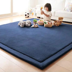 Loartee coral velvet rug non-slip bottom demonstrates secure play on floors.
