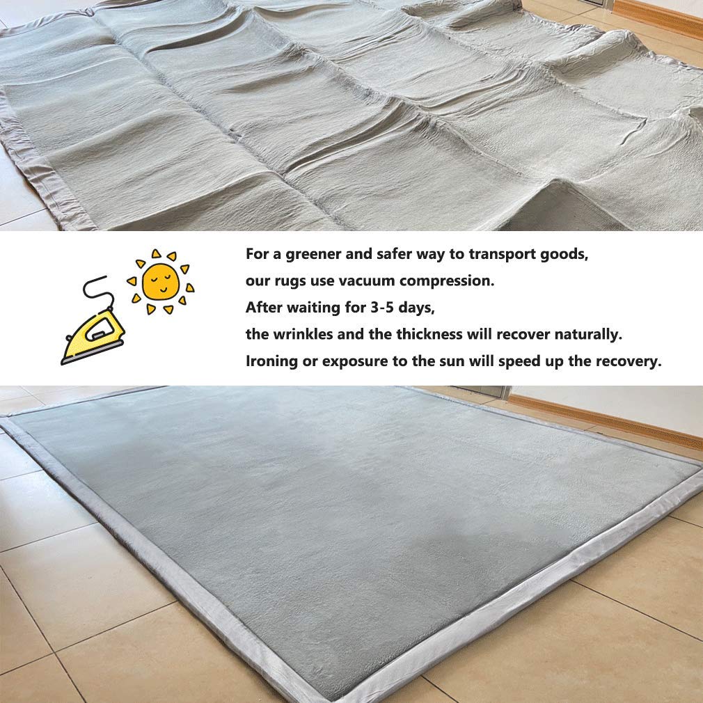 Loartee Nursery Rug gray color option complements modern rooms while maintaining a cozy surface.