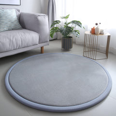 Loartee thick kids round rug in coral velvet shows ultra-soft texture for nursery play