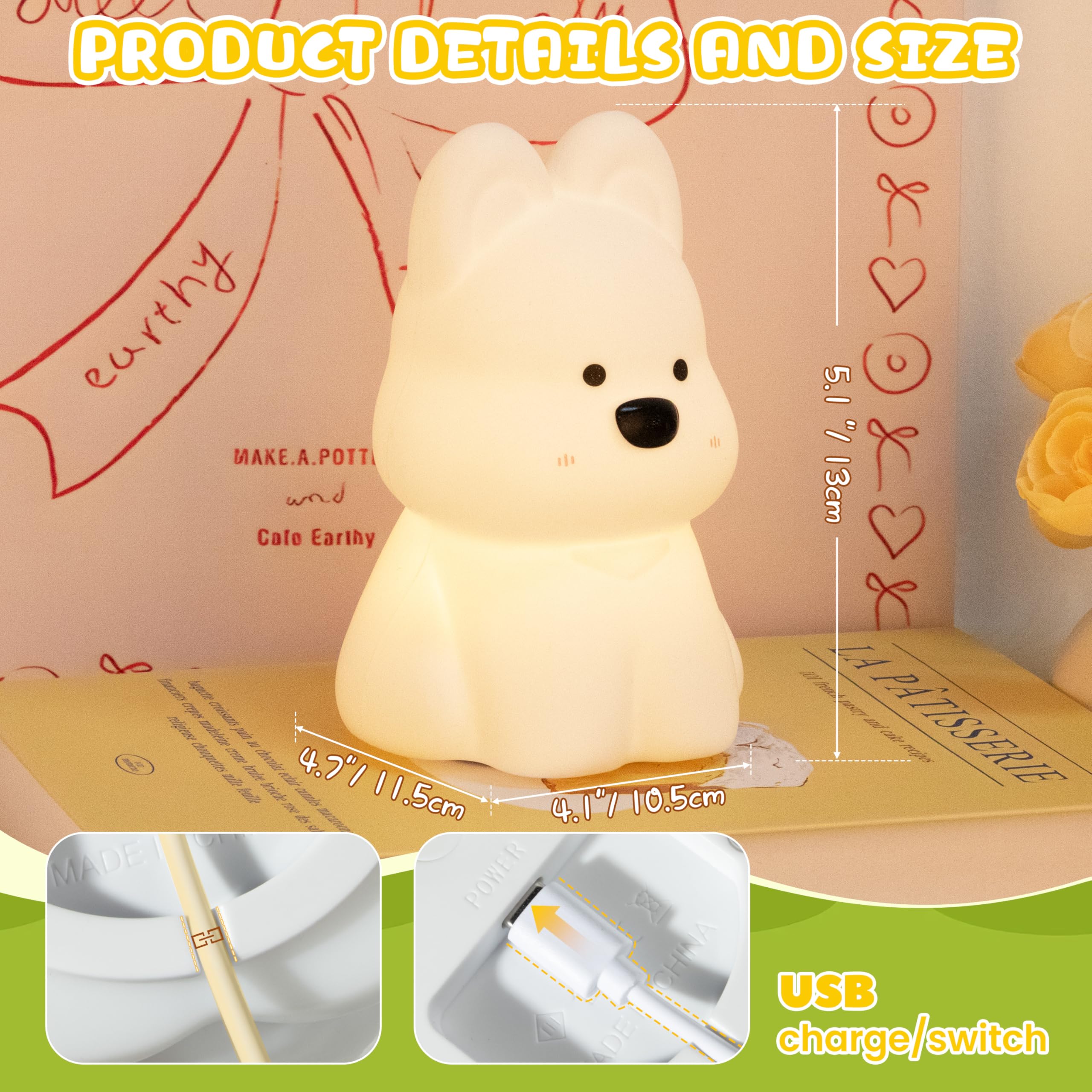 loatme Night Light for Kids bedside ambient light enhances nursery space