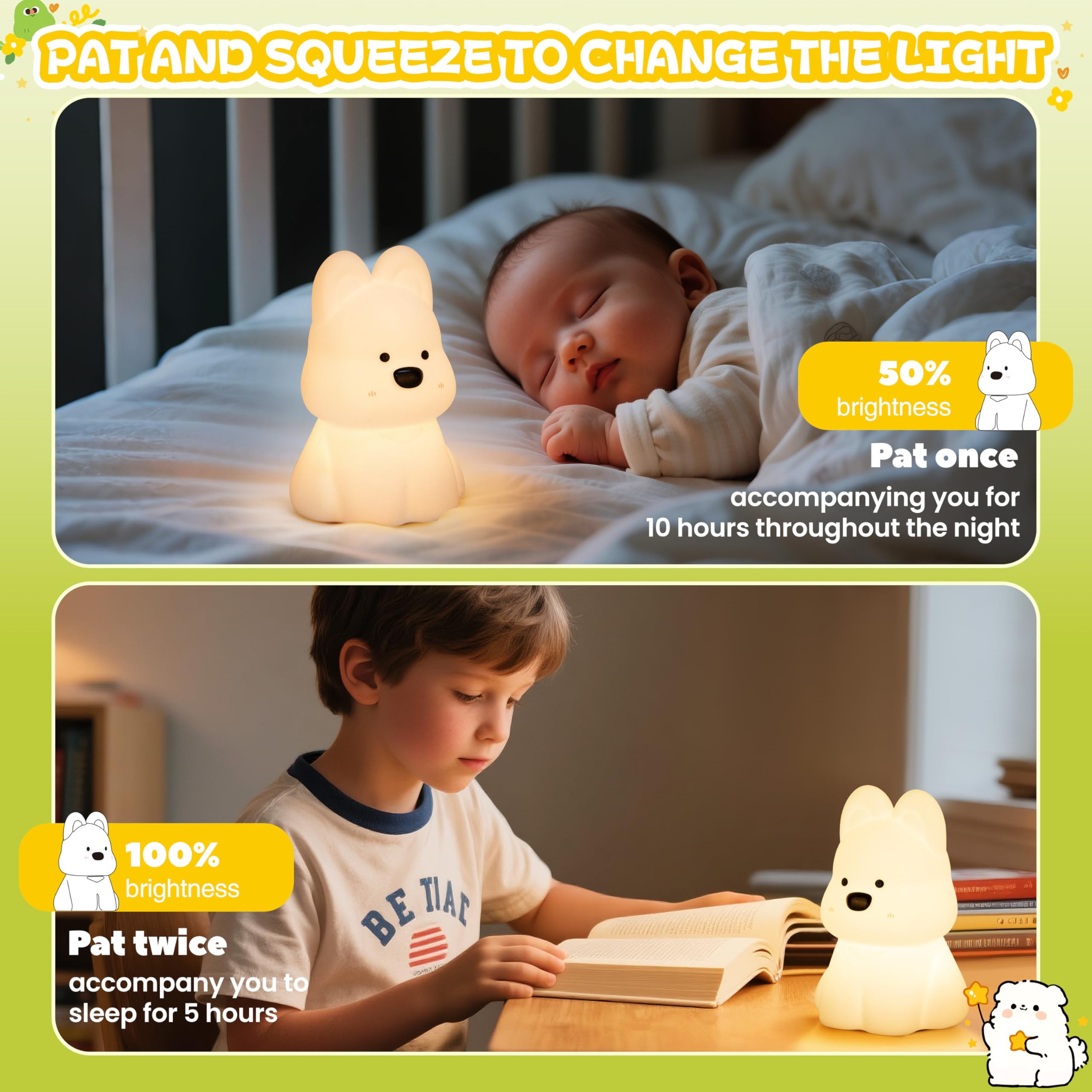 loatme Night Light for Kids touch control makes color change simple and fun