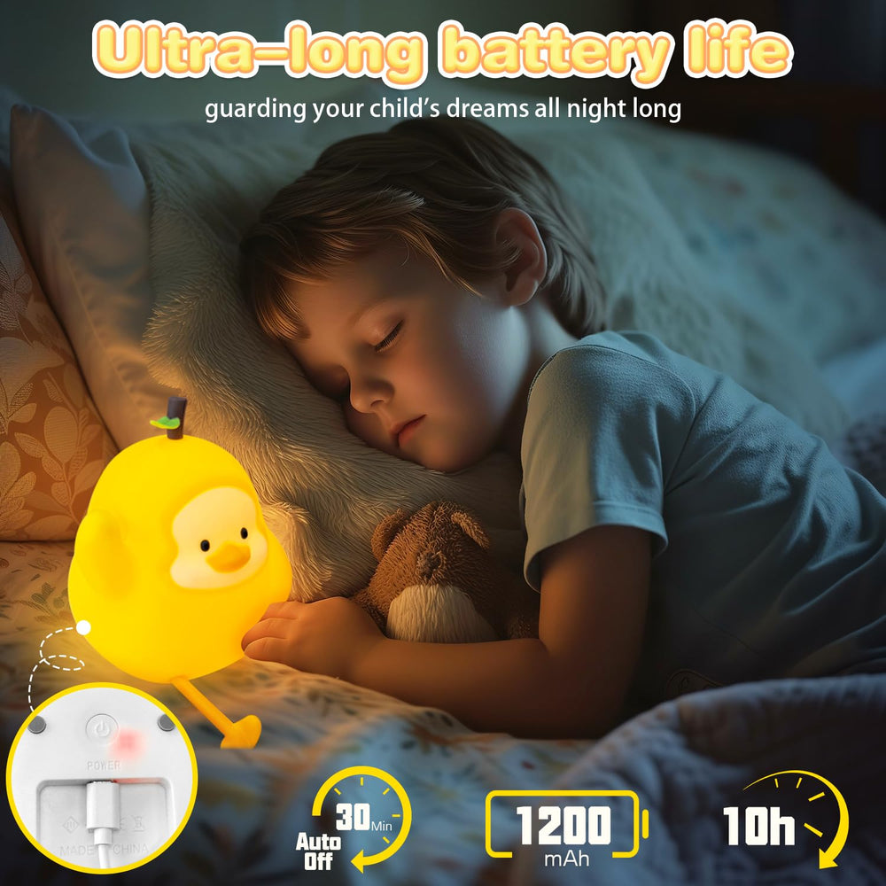 loatme night light kids yellow duck 1200mAh battery for long-lasting use