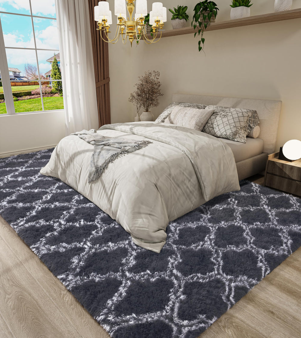 LOCHAS Luxury Shag Rug soft-fluffy-pile conveys plush comfort ideal for barefoot lounging in bedrooms