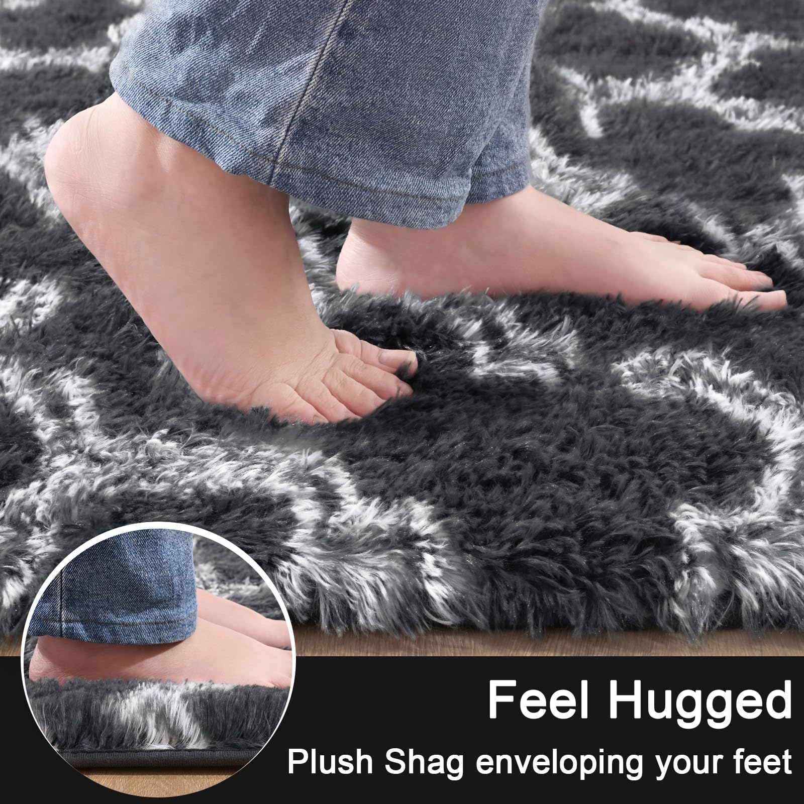 LOCHAS Luxury Shag Rug living room setup shows cozy seating and warmth.