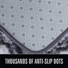 LOCHAS Luxury Shag Rug thousands of non-slip dots keep it secure on wood floors.