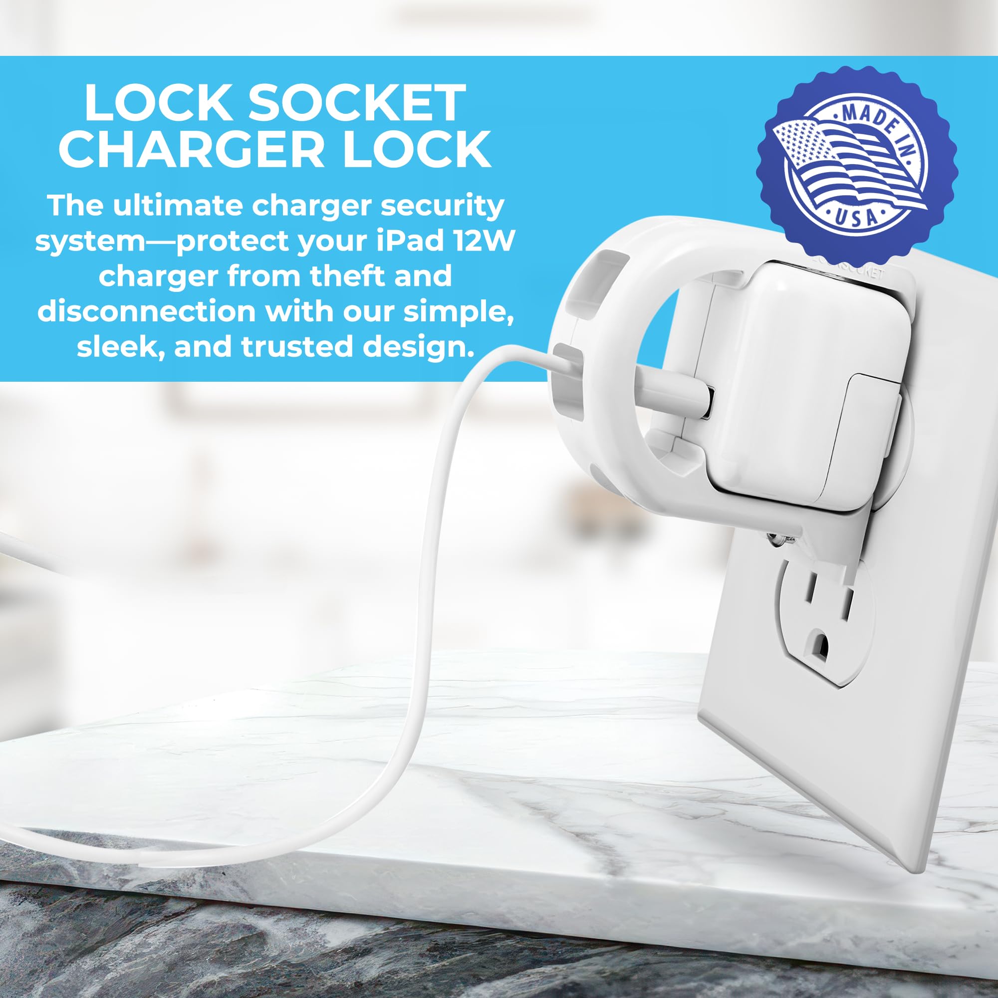 LOCK SOCKET 12W charger-lock demonstrates tamper-resistant hold on factory charger