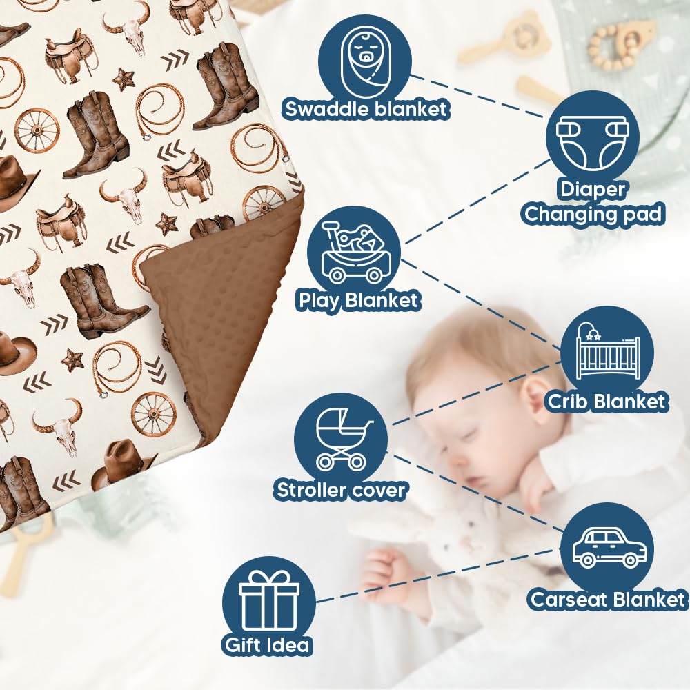Locobird Cowboy Minky Blanket soft fabric ensures delicate skin comfort during naps