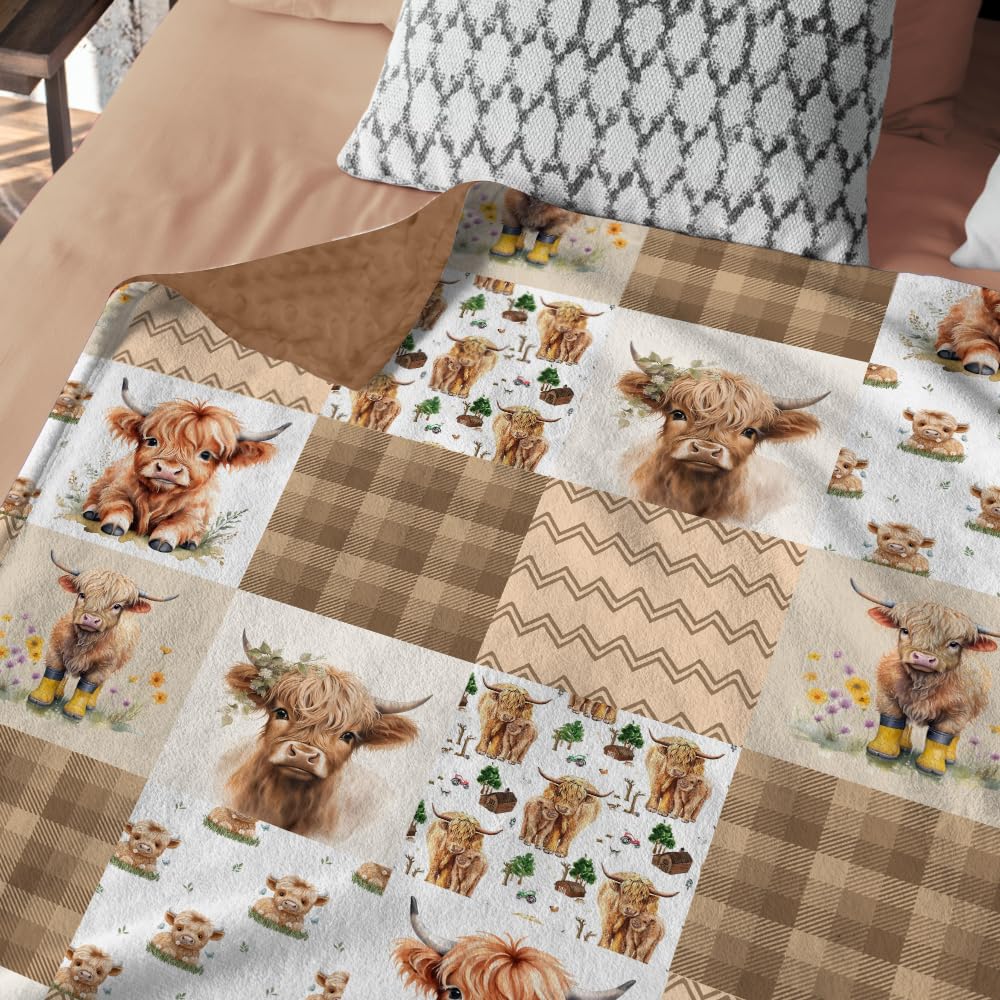 Locobird Highland Cow Blanket dotted backing adds warmth and security.