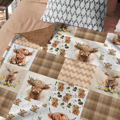 Locobird Highland Cow Blanket dotted backing adds warmth and security.