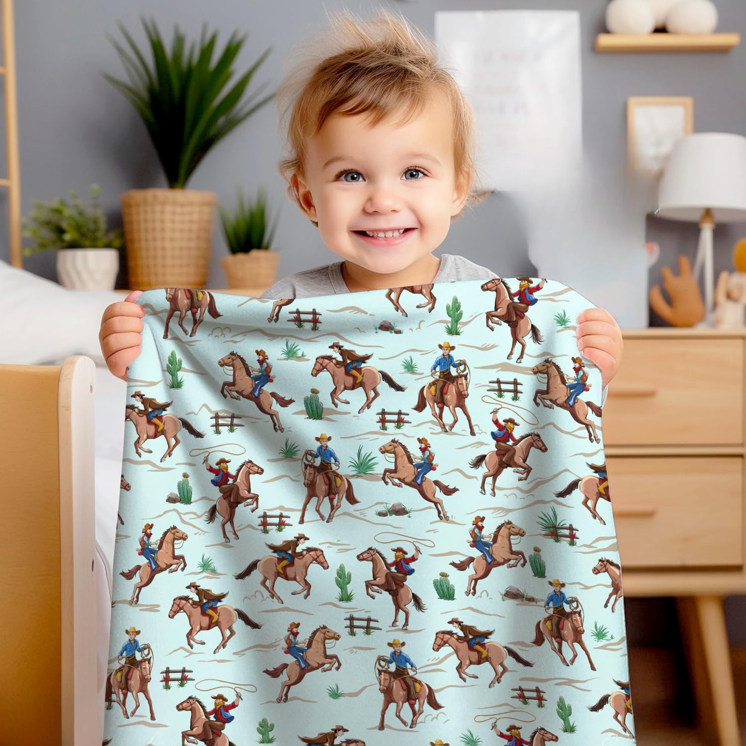 Locobird Western Baby Blanket 30x40 size; versatile swaddle and cuddle companion