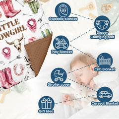 Locobird Western Baby Blanket 30x40 size ideal for swaddling and stroller warmth.