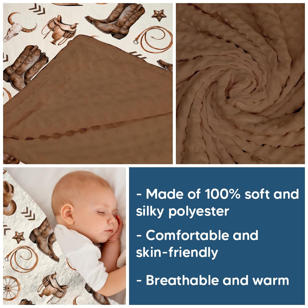 Locobird Western baby blanket back features dotted backing for extra cozy texture