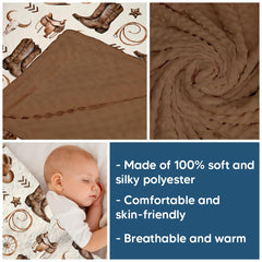 Locobird Western baby blanket back features dotted backing for extra cozy texture