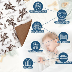 Locobird western baby blanket back dotted texture promotes soft snuggles during naps.