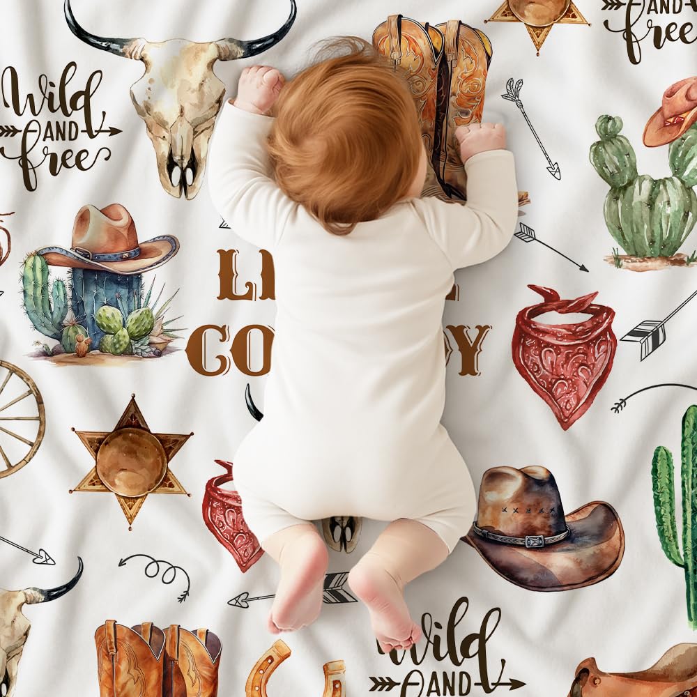 Locobird Western Baby Blanket dotted backing adds texture and extra warmth.