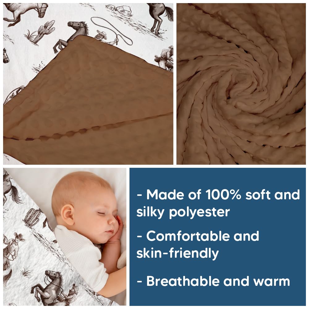 Locobird western baby blanket pattern front highlights cowboy motif for stylish baby rooms.