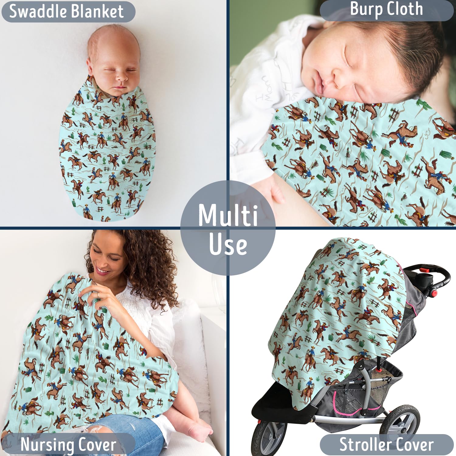 Locobird Western Baby Blanket soft texture; silky feel gentle on baby's skin