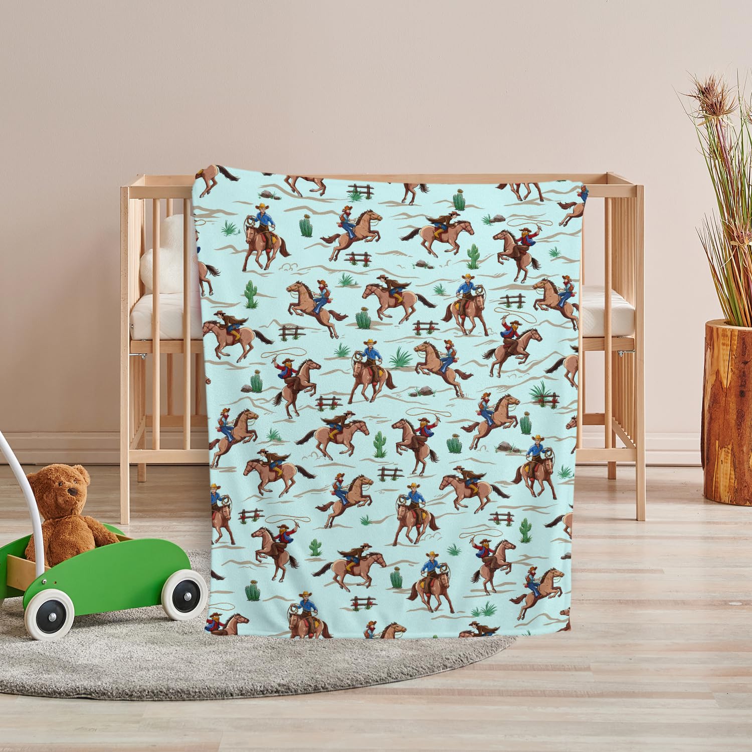 Locobird Western Baby Blanket swaddle use; ideal for newborn cuddles and naps