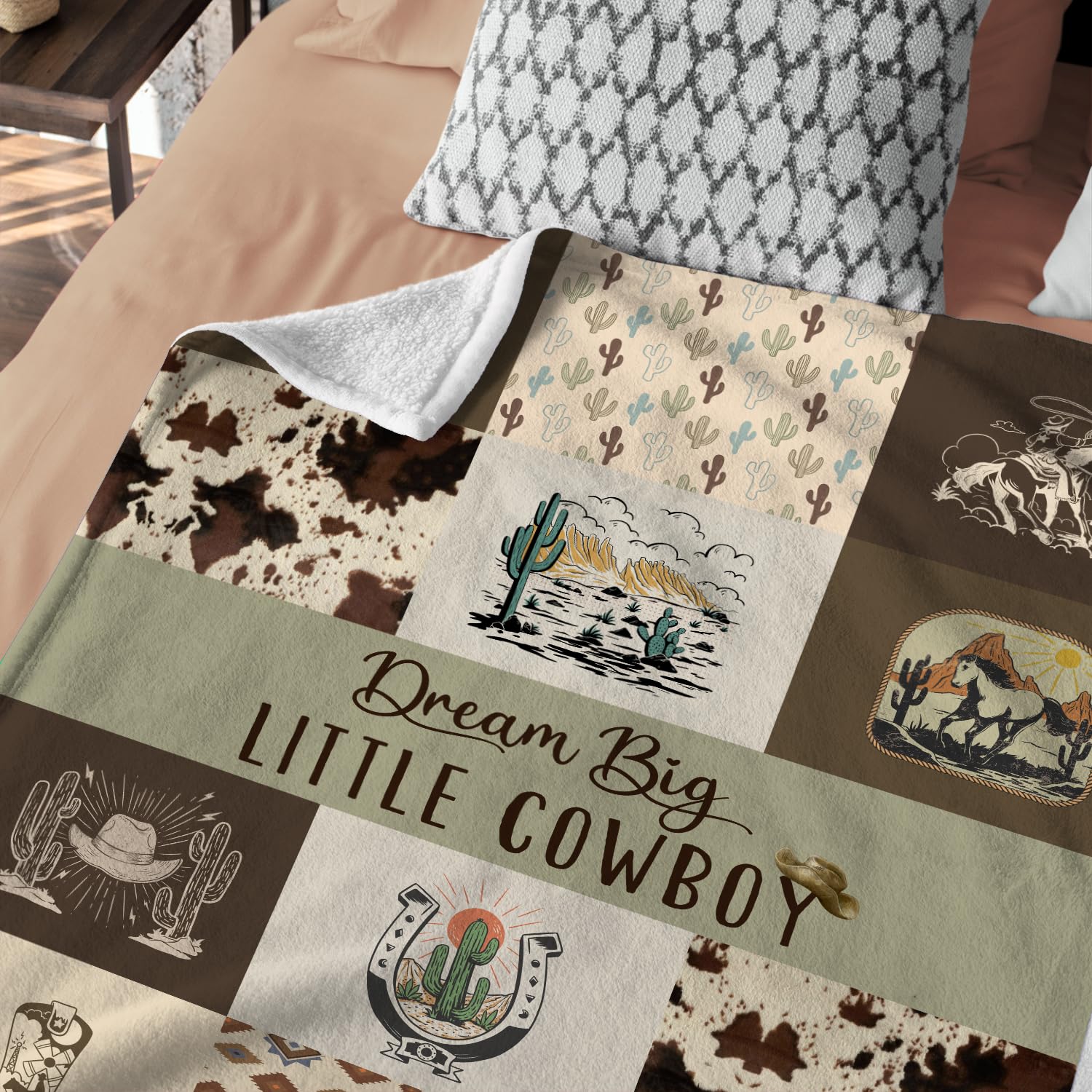 Locobird Western Blanket cowboy-pattern design enhances nursery style.